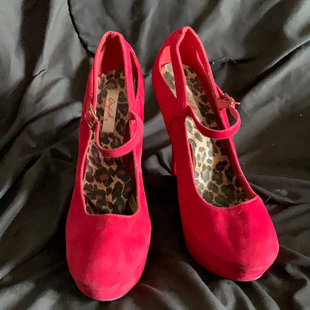 Quiped Brand red suede heels